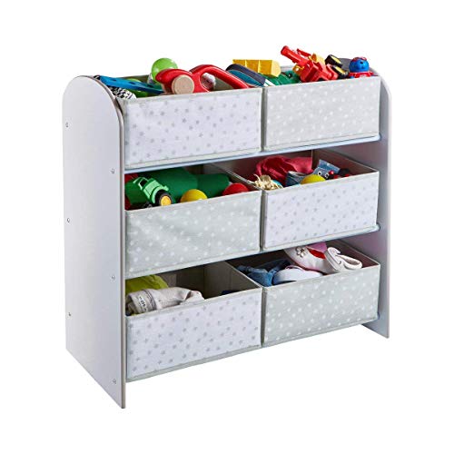 Hello Home 471GWH Unidad de Almacenamiento de Juguetes con Seis Cubos para Dormitorios Infantiles, Tela, Tamaño Aproximado: 60 cm (Altura) x 63.5 cm (Anchura) x 30 cm (Fondo)