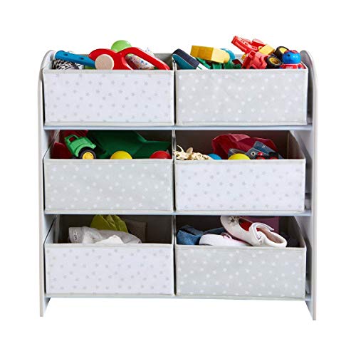 Hello Home 471GWH Unidad de Almacenamiento de Juguetes con Seis Cubos para Dormitorios Infantiles, Tela, Tamaño Aproximado: 60 cm (Altura) x 63.5 cm (Anchura) x 30 cm (Fondo)