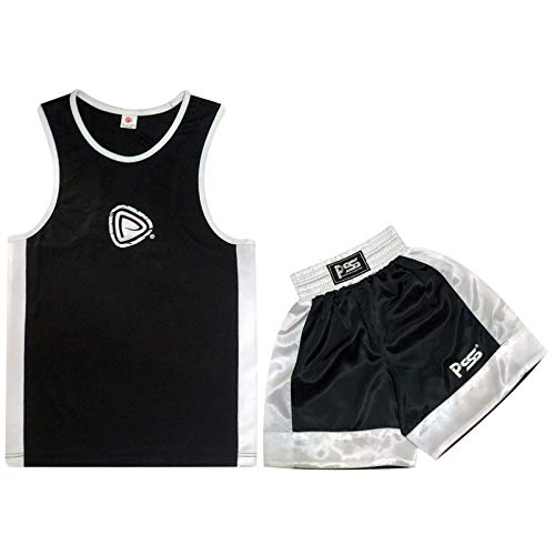 infantil Boxeo Uniforme 2 pices set (Top & Corto) Negro, 09 hasta 10 year old Infantil