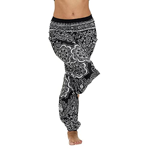 Leggins Mujer Push Up Pantalones Fitness Mallas, Haciendo bolsas Boho Hippie Harem Pantalones Damas Casual Pantalones Pilates Pilates Pantalones de verano Pantalones de salón Bohemio con bolsillo Pant