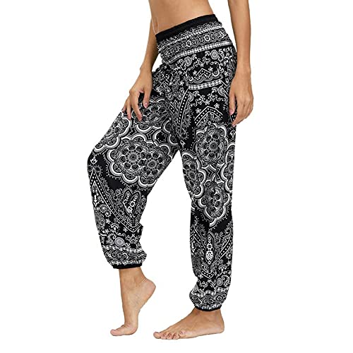 Leggins Mujer Push Up Pantalones Fitness Mallas, Haciendo bolsas Boho Hippie Harem Pantalones Damas Casual Pantalones Pilates Pilates Pantalones de verano Pantalones de salón Bohemio con bolsillo Pant