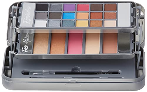Markwins Lata de Maquillaje New Hello Beautiful - The Color Workshop - Un Kit de Maquillaje Profesional Completo en una Caja de Lata Metalizada y Fashion con 3 Pisos para Llevar Siempre Contigo