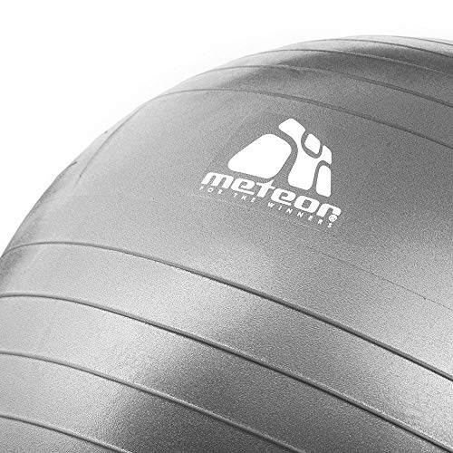 meteor Pelota Gimnasia Pelota de Ejercicio para Fitness Balón De Ejercicios con Bomba para Hombres y Mujeres Fitness Yoga Pilates (85 cm, Plata)
