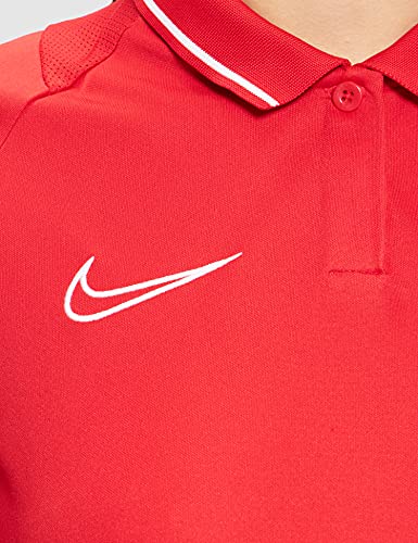 NIKE Dri-FIT Academy Camisa Polo, Mujer, Universidad Rojo/Blanco/Gimnasio Rojo/Blanco, S