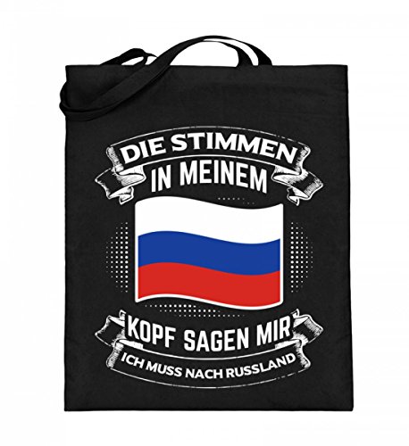 Para los amantes de Rusia. Bolsa de yute (con asas largas)., color Negro, talla 38cm-42cm