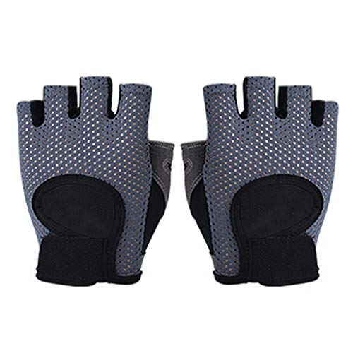 PHILSP Fitness Mitones Mujeres Fitness Medio Dedo Guantes Malla Transpirable Entrenamiento Manoplas de Levantamiento de Pesas Negro M