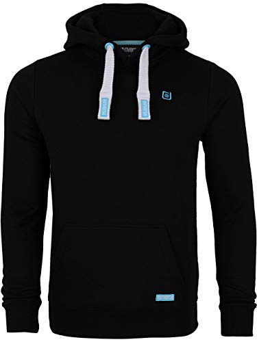 riverso RIVLinus – Sudadera con Capucha para Hombre, Bolsillo Tipo Canguro, Corte Normal, Monocolor, algodón, Gris, marrón, Verde, Rojo, Azul, Negro - Negro (24000) L