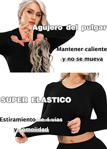 STARBILD Leggings Deportivo sin Costuras de Cintura Alta Pantalones de compresión de Mujer Adelgazamiento para Fitness Yoga #A-Negro Top M
