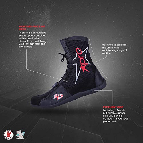 Starpro Botas de Boxeo - Zapatillas de Lucha de Suela de Goma y Malla Transpirable para Entrenamiento de Lucha Boxeo Ejercicio Fitness Artes Marciales Muay Thai - Hombres y Mujeres (Noir, 41)