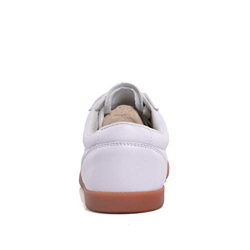 Unisexo Tai Chi Wu Shu Kung Fu Zapatos Respirable Antideslizante Deporte Gimnasio Zapatilla de Deporte para Diario Formación Ejercicio mañanero Cuero Blanco 44 EU