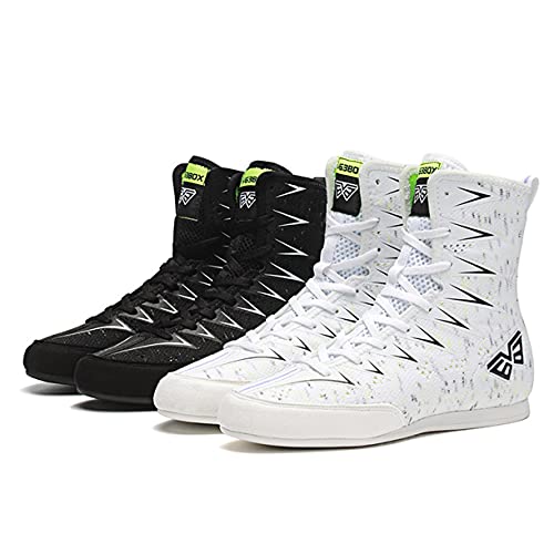 WJFGGXHK Zapatos De Lucha Libre, Botas De Boxeo Superior De Goma Suela De Caucho Artes Marciales Zapatillas De Deporte para Hombres Y Mujeres Y Niños Niños Adolescentes,Blanco,38