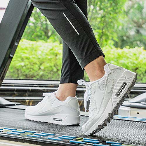 Zapatillas de Deportivas Mujer Zapatos Correr Hombre Running Casual Sneakers Cordones Colchón de Aire Ligero Respirable Calzado Blanco 44