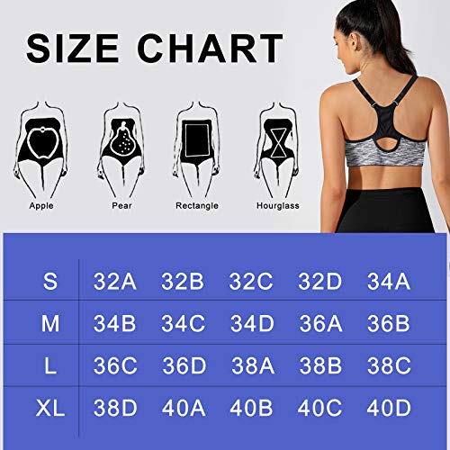 2 Piezas Sujetador Deportivo Mujer de Alto Impacto, Ajustable Push Up Sujetadores Sport Bra Top sin Costuras Almohadillas Extraíbles para Yoga Gimnasio Running (Negro Violeta, M)