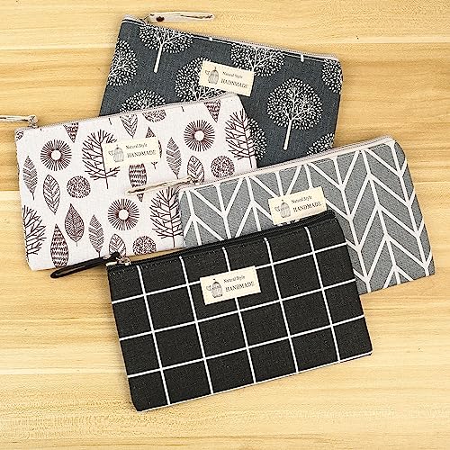 2 Stk Bolsa de cosméticos de lienzo,Pequeña bolsa de aseo de viaje, Bolsa de maquillaje portátil impresa de lienzo,Bolsa de almacenamiento multifuncionalde lienzoconcremallera para cosméticosdemujeres
