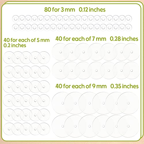 200 Discos de Perforación Transparente de Bulto Perforante 3/5/ 7/9 mm Espalda Tapón de Aretes de Silicona Almohadilla Plástica para Estabilizar Parche Soporte de Lóbulo Oreja, 4 Tamaños