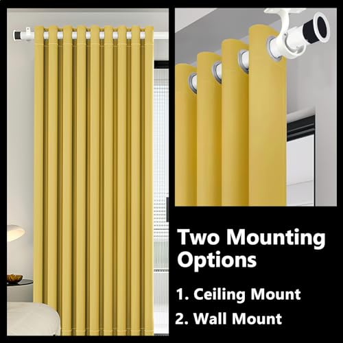 2pcs Soportes Barra Cortina, Ganchos para Cortinas de Diámetro de 25-28mm, Soporte Cortina Techo de Metal, Soporte Poste de Cortina para Hogar Dormitorio Oficina