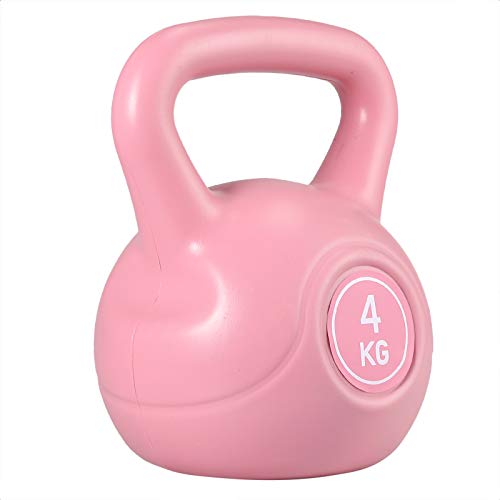 4KG Pesa Rusa con Revestimiento de Vinilo, Anbte Pesas rusas Entrenamientos de Gimnasio en Casa Ideal para Ejercicios y Entrenamientos de musculación. Entrenamiento del Cuerpo, Musculatura-Rosado