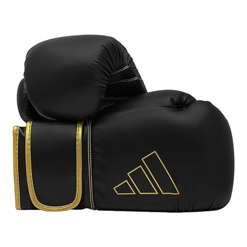 adidas Boxing Gloves - Hybrid 80 - for Boxing, Kickboxing, MMA, Bag, Training & Fitness - Boxing Gloves for Men & Women - Weight (12 oz, Black/Gold)
