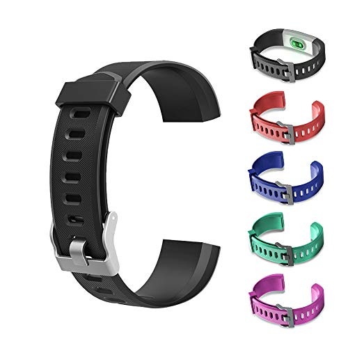 AGZHU Correas de repuesto, correas ajustables, coloridas correas de repuesto para reloj inteligente ID115Plus HR, Negro, Taille unique