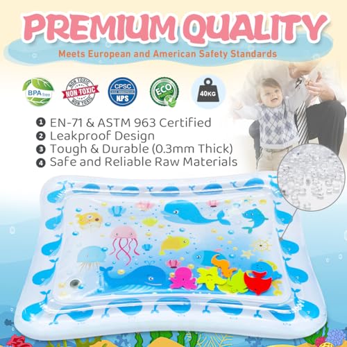 Airlab Alfombra Agua Bebes, Tapete de Agua Plegable Alfombrilla Inflable Colchoneta Bebés Suelo Manta de Juego Actividades Bebe, Juguetes Sensoriales para Infantil 0 3 6 9 12 Meses Regalo - 70x 50cm