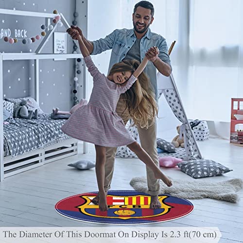 Alfombras redondas de 3.3 pies de diámetro para interiores bandera de color para Barcelona emblema suave sala de estar dormitorio alfombra única mujer Yoga Mat decoración del hogar