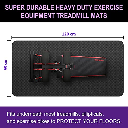 Alfombrilla para cinta de correr, equipo de ejercicio, tapete protector resistente para debajo de la bicicleta estacionaria, bicicleta giratoria, equipo de fitness, 120 cm x 60 cm, color negro
