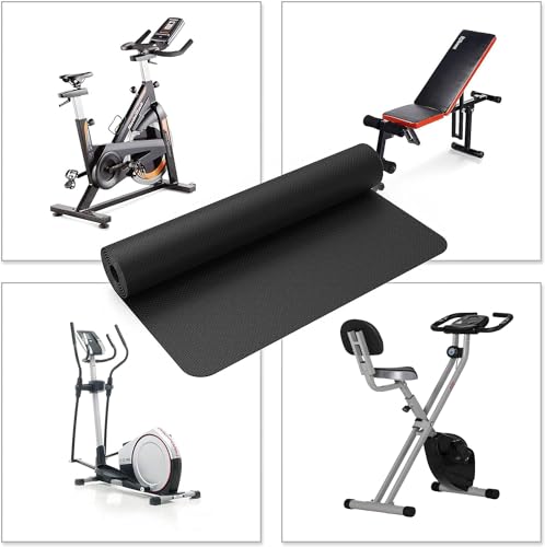 Alfombrilla para cinta de correr, equipo de ejercicio, tapete protector resistente para debajo de la bicicleta estacionaria, bicicleta giratoria, equipo de fitness, 120 cm x 60 cm, color negro