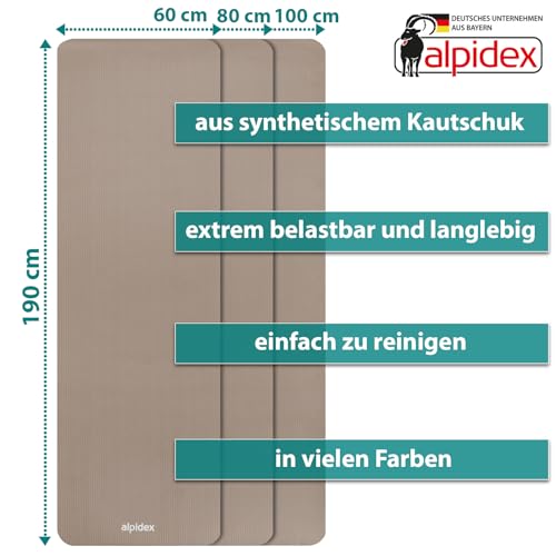 ALPIDEX Esterilla Yoga Gruesa 1,5 cm Colchoneta Antideslizante Tapete Gymnasia Pilates 3 Anchos Fitness Mat Alfombra Deporte Fitness Ejercicios Mat Gimnasio Casa, Cream, 190 x 100 x 1.5 cm