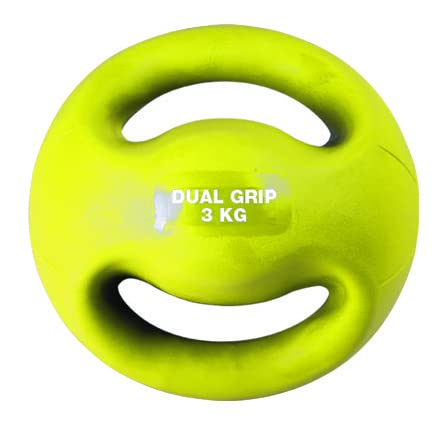 AMAYA SPORT Balón Medicinal Dual Grip, Balón Medicinal con Asas para Entrenamiento Funcional, Ejercicio Fitness de Levantamiento de Peso, Doble Agarre cómodo, Ejercicio balón Medicinal Gimnasio (3)