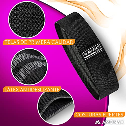 Amonax Glute Training Set (Almohadilla Barra Gimnasio Hip Trust, Bandas Elasticas Gluteos, Tobilleras Deportivas) Ejercicio y Fitness de Piernas de Glúteos, Accesorios Gimnasio (Negro)
