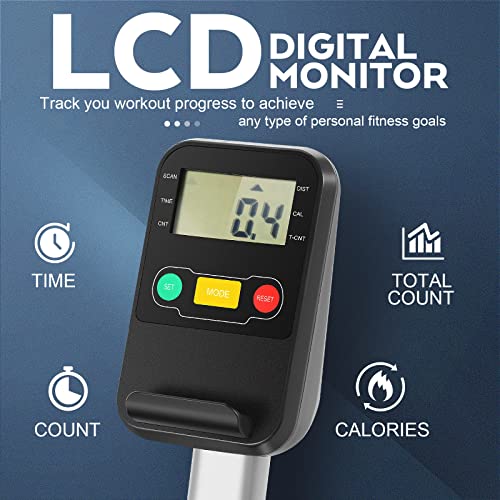 ANCHEER Máquina de Remo, Máquina de Remo Plegable con 12 Niveles de Resistencia y Monitor LCD, Brazos de Remo de Resistencia hidráulica con Capacidad de Carga de hasta 120 kg