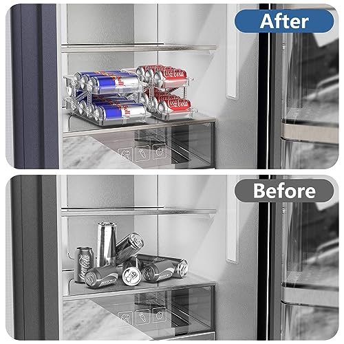 Anhow Organizador de Latas, Organizador Latas Nevera Ajustable, Rodante Cerveza Dispensador, Distribuidor de Latas para Cerveza Soda de 250 ml/330 ml/1 L