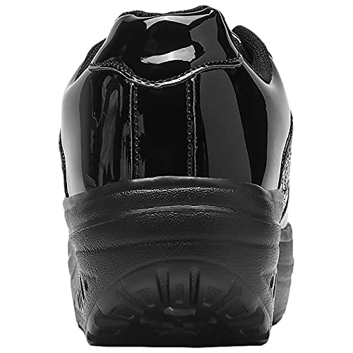 ANUFER Mujer Súper Ligero Plataforma Zapatillas con Cordones Cuña Zapatos Deportivos Negro SN070680 EU39.5