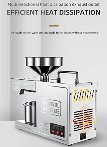 AOKLEY Máquina eléctrica de Prensa de Aceite,prensador de Aceite frío y Caliente,Extractor de Aceite automático de Acero Inoxidable para maní,Lino,semilla,Perilla,Calabaza,220v