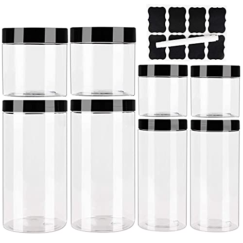 Aoligei Transparente Botes Cocina, Tanque de Almacenamiento de Plástico con Etiquetas y Marcadore, Juego de Recipientes Herméticos sin BPA, Set de Almacenamiento de Alimentos(8pcs)