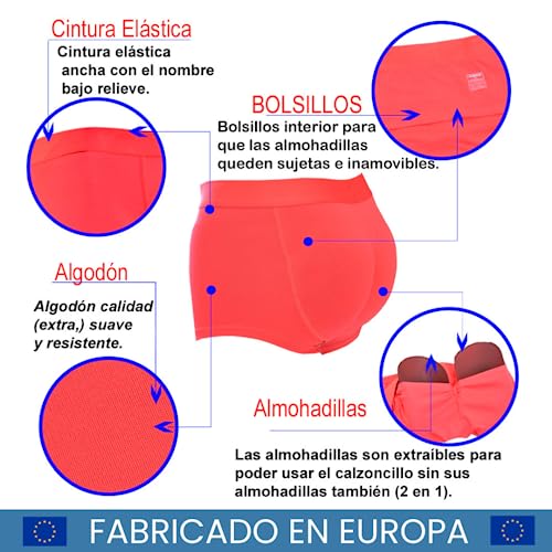 ARIUS Calzoncillo Boxer con Relleno Trasero para Aumentar el Volumen y tamaño de glúteos y Levantar - Push up y Relleno de Nalgas - Men’s Padded Buttocks - Men's Shapewear (S)