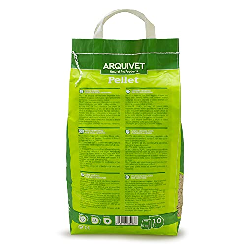 Arquivet Pellet - Lecho higiénico natural, vegetal, orgánico para gatos y pequeños mamíferos roedores, 10 L