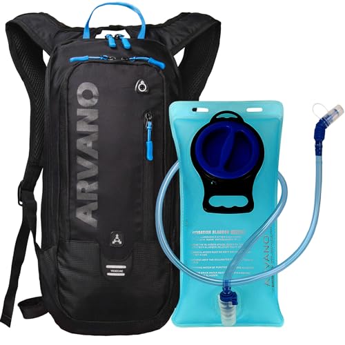 Arvano 6L Mini Mochila Bicicleta Montaña Impermeable, Mochila Hidratación MTB con 2L Bolsa de Agua para Ciclismo Bici Running Trail Esquí Mochila Ligero Deportes