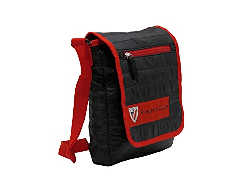 Athletic Club- Bandolera Soft con Cremallera, Portatodo, Bolso, Color Rojo y Negro, Producto Oficial (CyP Brands)