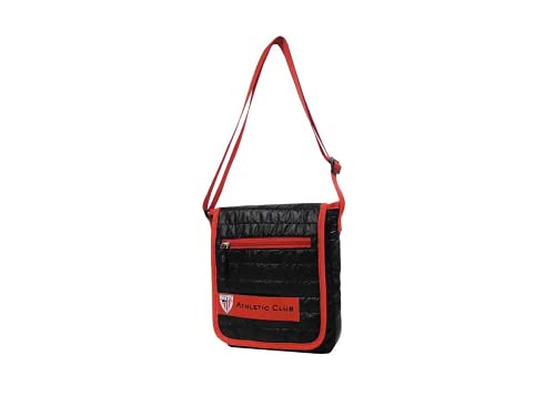 Athletic Club- Bandolera Soft con Cremallera, Portatodo, Bolso, Color Rojo y Negro, Producto Oficial (CyP Brands)