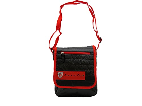 Athletic Club- Bandolera Soft con Cremallera, Portatodo, Bolso, Color Rojo y Negro, Producto Oficial (CyP Brands)