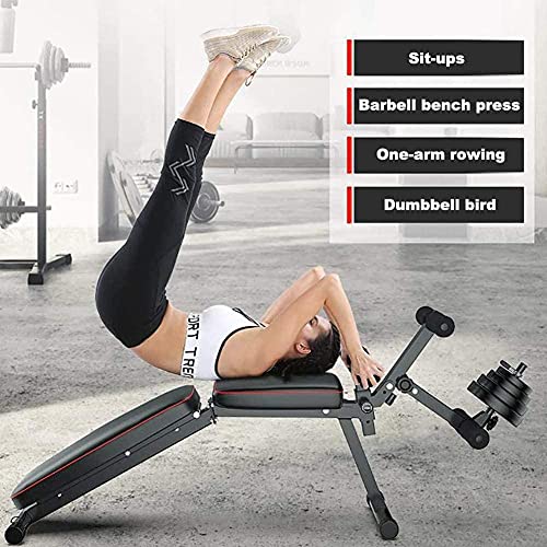 Banco de Pesas Ajustable para Fitness, Banco de Musculación Multifunción para Entrenamiento de Cuerpo Entero, Respaldo Abatible, Diseño Compacto, Antideslizante, Carga Máxima 200 Kg