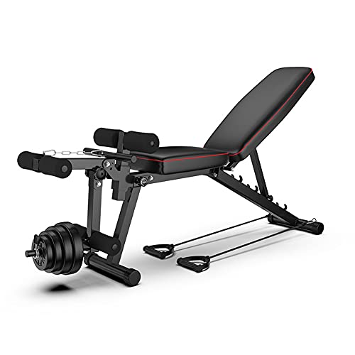 Banco de Pesas Ajustable para Fitness, Banco de Musculación Multifunción para Entrenamiento de Cuerpo Entero, Respaldo Abatible, Diseño Compacto, Antideslizante, Carga Máxima 200 Kg