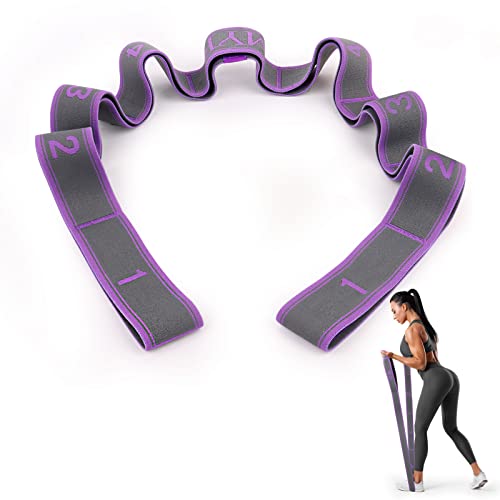 Bandas Elasticas Fitness,cinturón elástico de Fitness, Banda de Estiramiento de Yoga para Ni&Ntilde s y Adultos,Banda Elástica de Resistencia con 9 Anillos,Cintura elástica de Yoga Ajustable