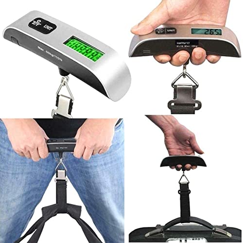 BáScula Colgante Digital LCD para Equipaje, Maleta, Equipaje, BáScula con CinturóN para Herramienta ElectróNica de Peso, 50 Kg/110 Libras, Color Negro