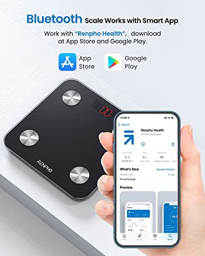 Báscula Grasa Corporal Bluetooth RENPHO con 13 Funciones, Báscula de Baño Digital con App, Báscula Inteligente y Monitor de Composición Corporal con Medición de Metabolismo Basal e IMC, Elis 1