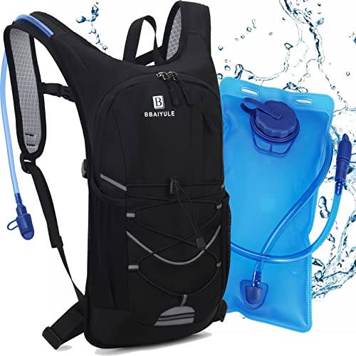 BBAIYULE® Mochila de hidratación con 2L Water Bladder BPA Free, Mochila de Agua Bolsa de Agua Mochila Esquí, Correr, ,Senderismo ,Ciclismo (Negro(Bolsa de hidratación incluida))