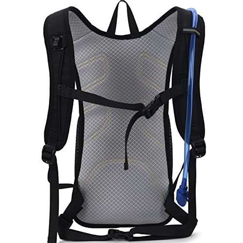 BBAIYULE® Mochila de hidratación con 2L Water Bladder BPA Free, Mochila de Agua Bolsa de Agua Mochila Esquí, Correr, ,Senderismo ,Ciclismo (Negro(Bolsa de hidratación incluida))