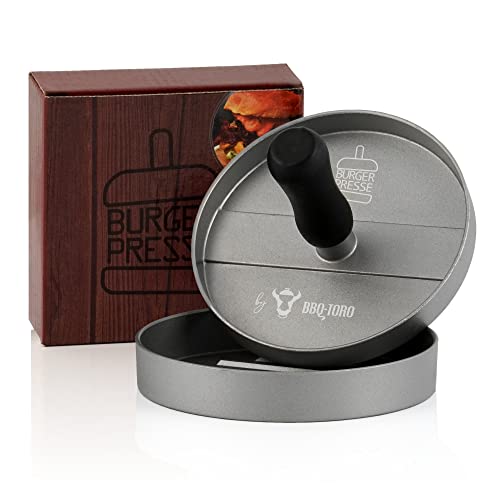 BBQ-TORO Molde para Hamburguesas de Aluminio | Ø 11,8 cm | Color Gris | Prensa de Carne | Moldeador de Hamburguesas con Revestimiento Antiadherente | para Barbacoa, Parrilla y Cocina