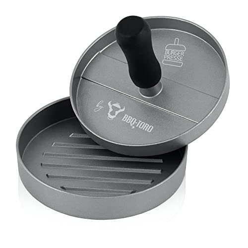 BBQ-TORO Molde para Hamburguesas de Aluminio | Ø 11,8 cm | Color Gris | Prensa de Carne | Moldeador de Hamburguesas con Revestimiento Antiadherente | para Barbacoa, Parrilla y Cocina
